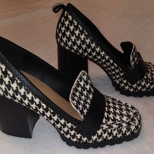 Houndstooth Crowne Vintage Heeled Loafers Sz 8 1/2